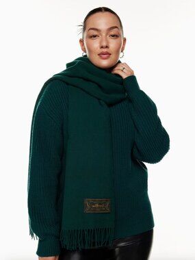 Aritzia Wilfred Wool Narrow Blanket Scarf Aventurine Green